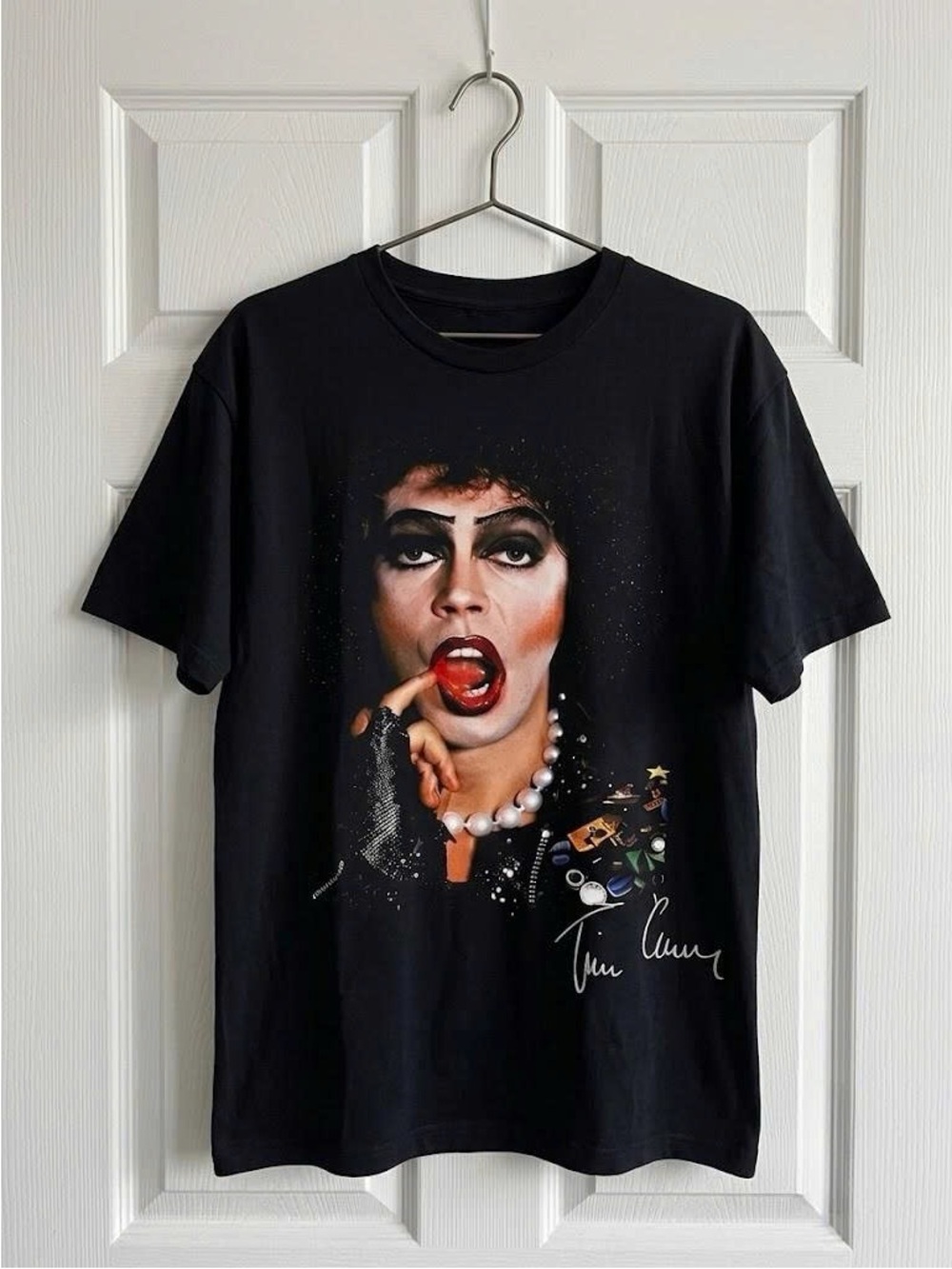 Black Short Sleeve Tee with Tim Curry Portrait